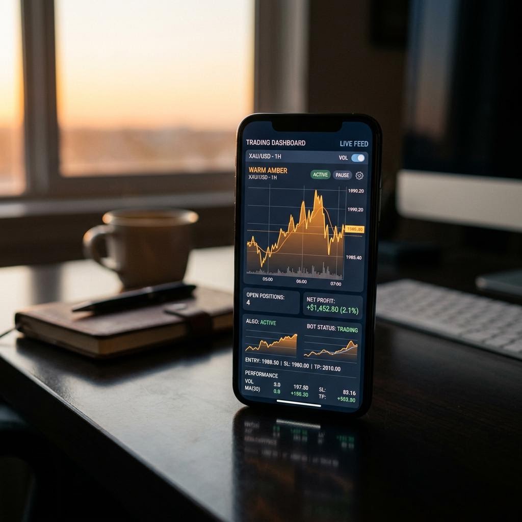 Xarvelok Imbrethu AI-kryptohandelsplattform kontrollpanel på en mobil enhet